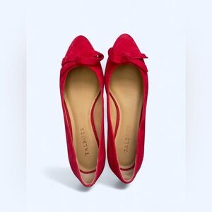 Edison Knot Suede Flats Red Pointed Toe by Talbots 6.5